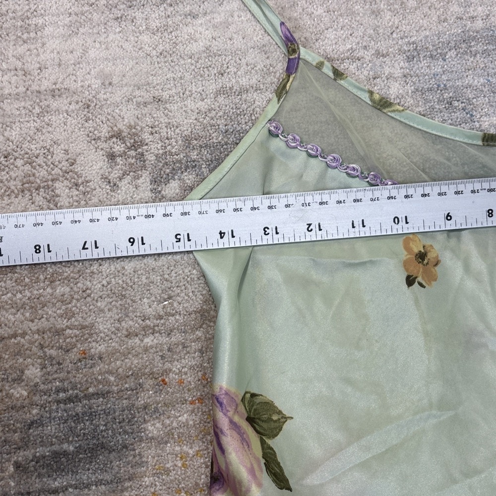 Vintage California Dynasty Babydoll Nightgown M Green Floral‎ Y2K Romantic Slip - Picture 3 of 8